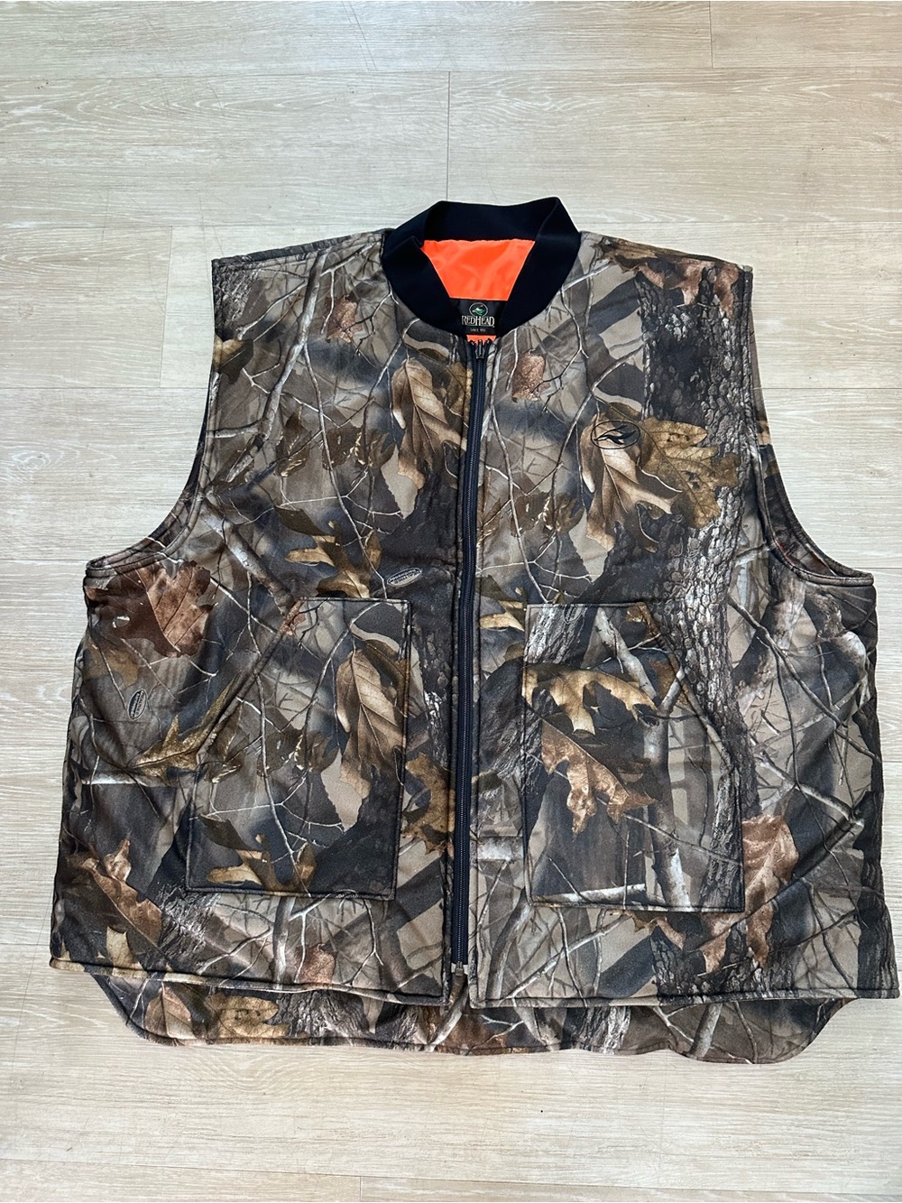 Oversized RedHead Reversible RedHead Camo Quilted Hunting Vest Orange Lining